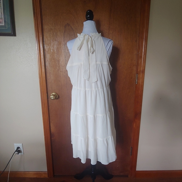 NWT Kirundo Yellow Halter Sleeveless Frilly Ruffle Tiered Mini Swing Dress M - Picture 5 of 12